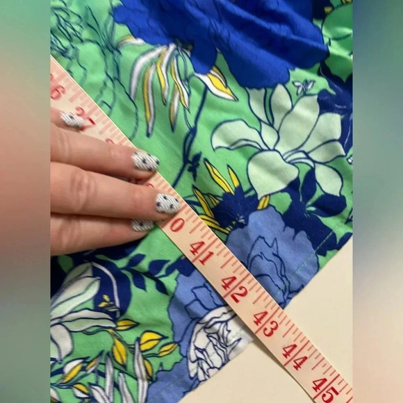 Japna Flutter Top SLEEVELESS Blue Green Floral Maxi Dress Size XS NWT New Slit - Picture 5 of 7